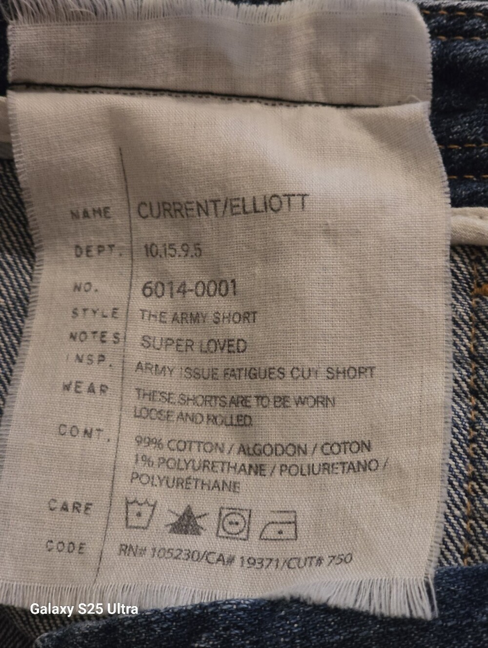 Current/Elliott The Army Short Denim Utility Fray Hem Super Loved Size 28 EUC - Picture 4 of 9